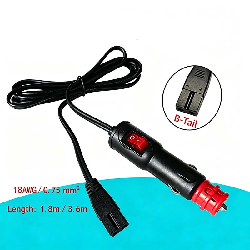 Car Compressor Ice Tiger Refrigerator Cigarette Lighter Plug to B-Type Connector Adapter, 12V/24V