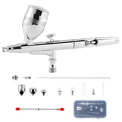 SucceBuy Airbrush Gun Dual Action Gravity Feed 0.3 mm and 0.5 mm Nozzles Airbrush Kit with 2/7/12ml Copper Cups and Cleaning