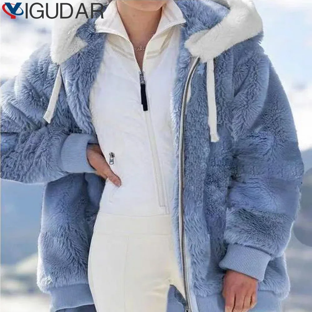 

Зимняя женская куртка, толстая плюшевая куртка больших размеров с капюшоном, свободная куртка на молнии в стиле ретро, теплое женское пальто, модное женское боди