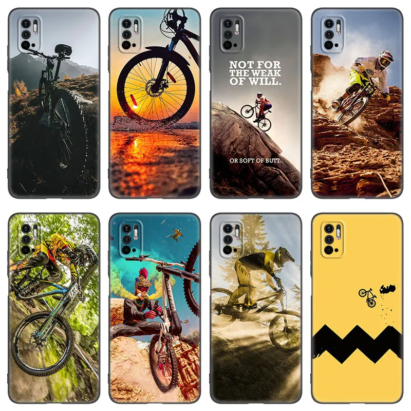 Amazing Mountain Bike Bicycle Phone Case For Xiaomi Redmi Note 7 8 8T 9 9S 10 10S 10T 11 11S 4G 11E 11T Pro 5G Soft Black Cover