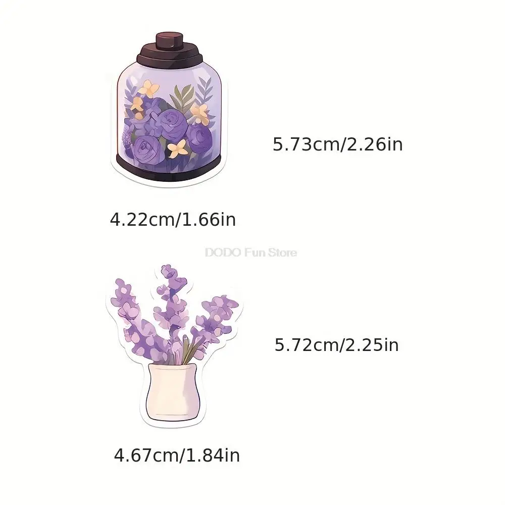 Pegatinas de flores de lavanda púrpura de dibujos animados para niños y niñas, calcomanías estéticas Kawaii para ordenador portátil, álbum de recortes, decoración para teléfono, juguetes para niños, 10/25/50 piezas