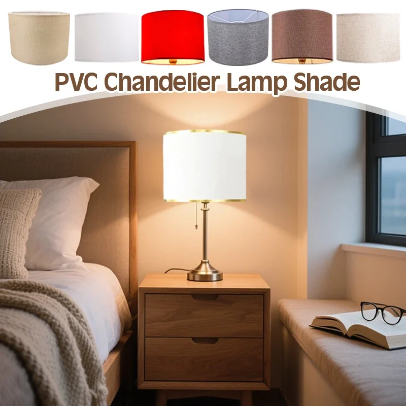 

E27 Modern Style Chandelier PVC Linen Fabric Cylinder Lamp Shade Wall Lampshade DIY Nordic Home Decor Table Floor Lamp Cover