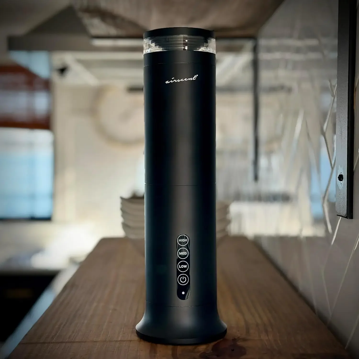 Essential Oil Diffuser - Waterless  for Aromatherapy Oils 100mL Capacity 1000 Sq Smokey Black