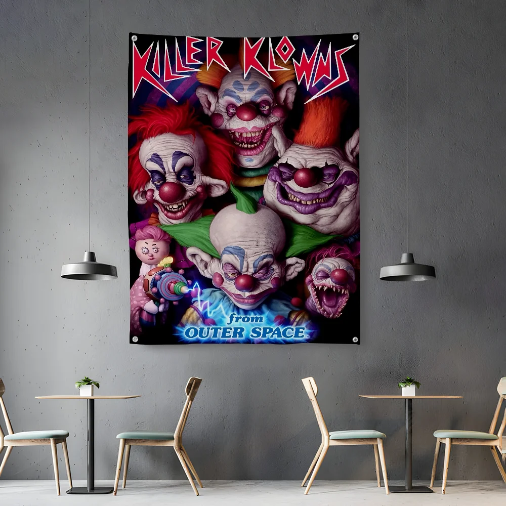 

Horror Movies K-Killer Klowns From Outer SpaceS Flag Hanging Banner Atmosphere For Dormitory Bedroom Outdoor Room Art Decoration