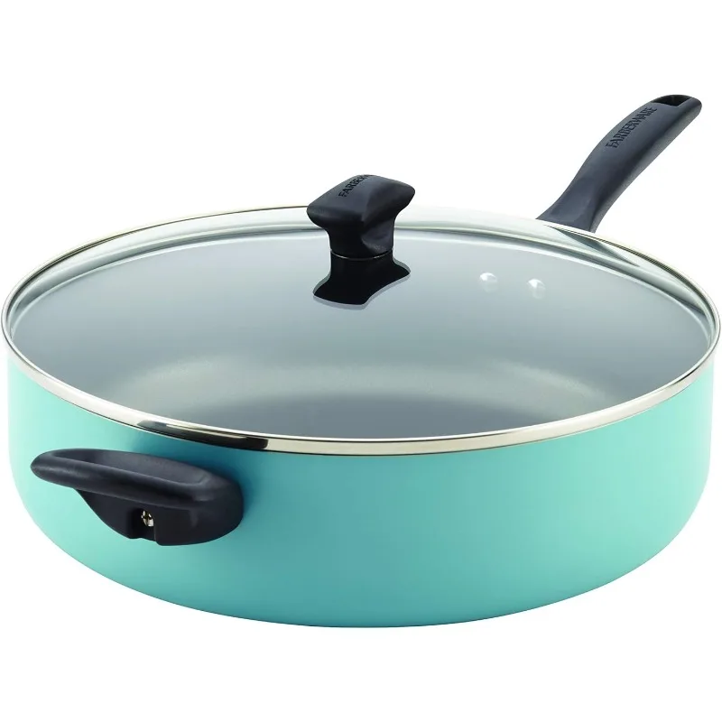 

Dishwasher Safe Nonstick Jumbo Cooker/Saute Pan with Helper Handle -Aluminum, 6 Quart, Blue