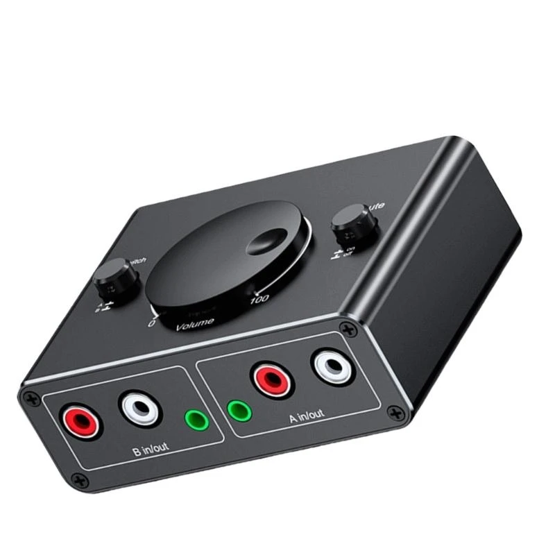 Bidirectional 3.5mm 2RCA Switcher Box for Auditory Switching 2 In 1 Out with Sound Control Not Need External Power K1KF