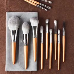 12Pcs Luxury Cosmetic Foundation Powder Blush Brush Eyeshadow Makeup Brushes Set Blending Beauty MakeUp Brush Tool With Bag