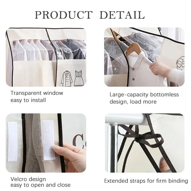 1pc Hanging Type Non Woven Clothes Hanger Dust Cover Cover Cover Cloth for Household Use