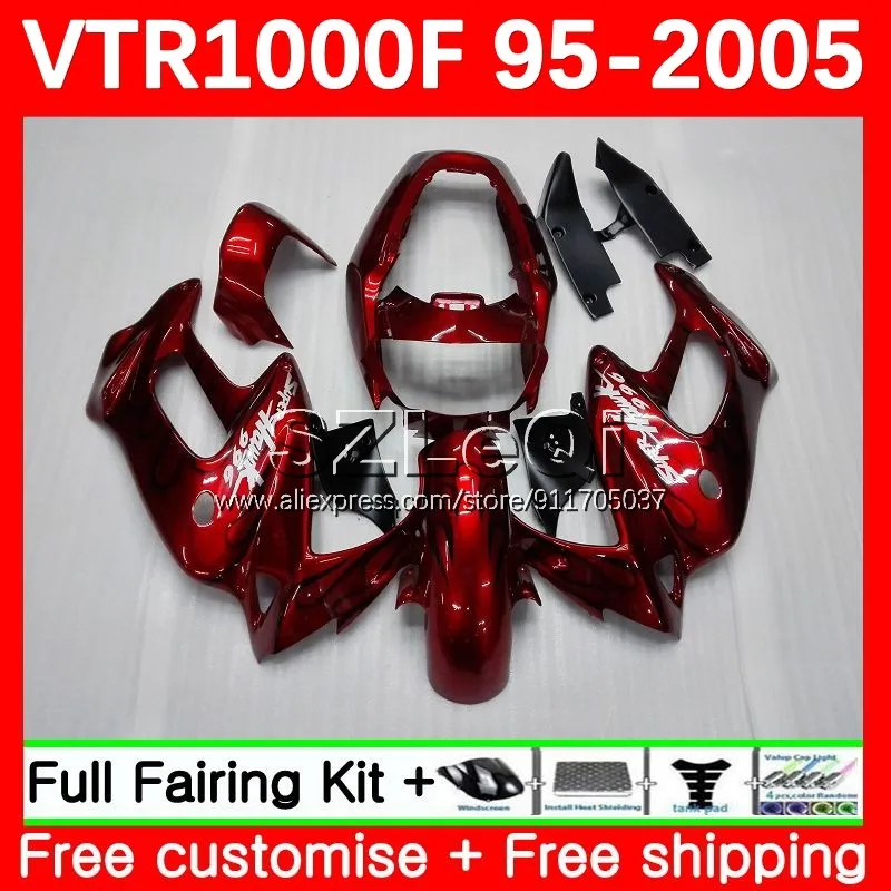 SuperHawk For HONDA VTR 1000 F 1000F Red&flames 56No.13 VTR1000F 95 96 97 98 99 00 VTR1000 F 2001 2002 2003 2004 2005 Fairing