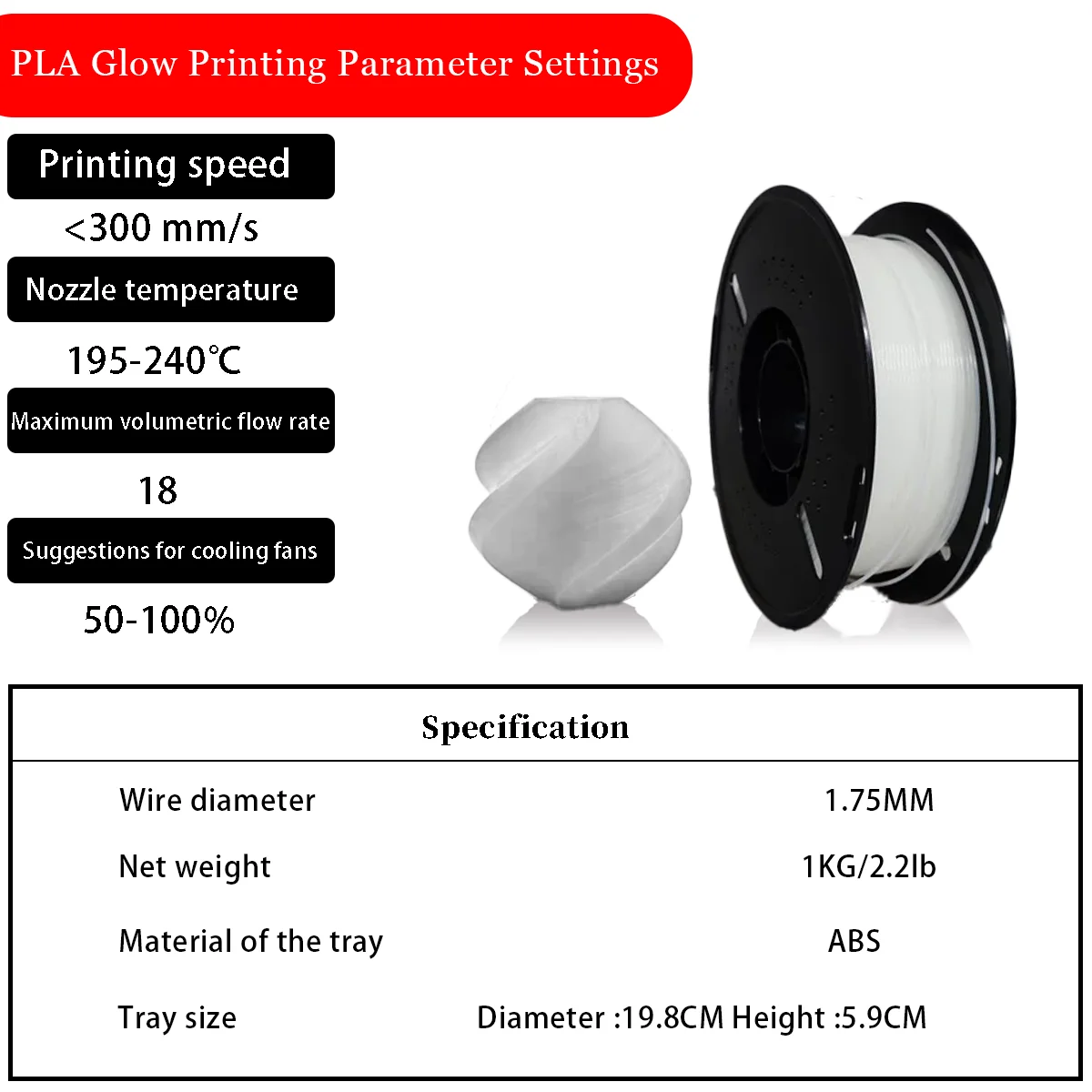 

PLA Neon green 3D printing consumables, ABS material, cost-effective, roller design, continuous printing