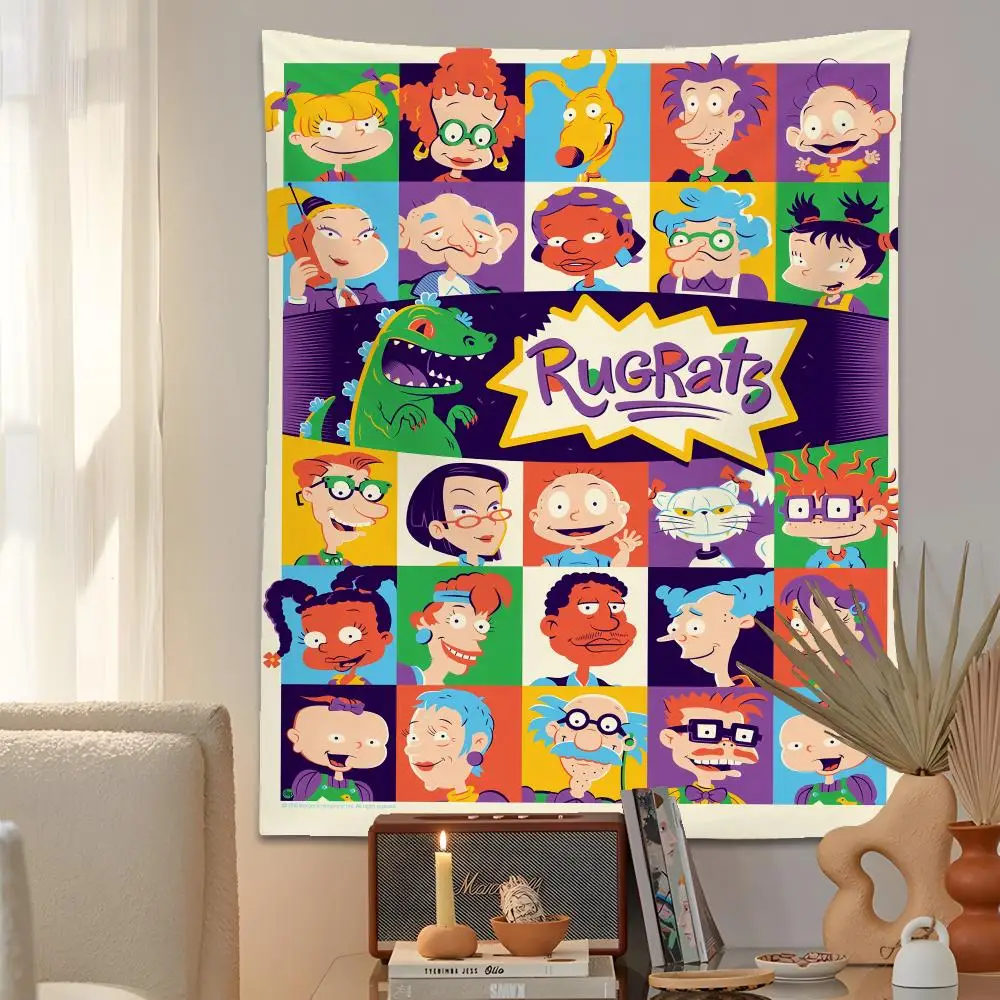 CARTOON R-Rugrats Tapestry Microfiber Background Art Decor For Bedroom Living Room Bar Garden Outdoor Festival Wall Decor