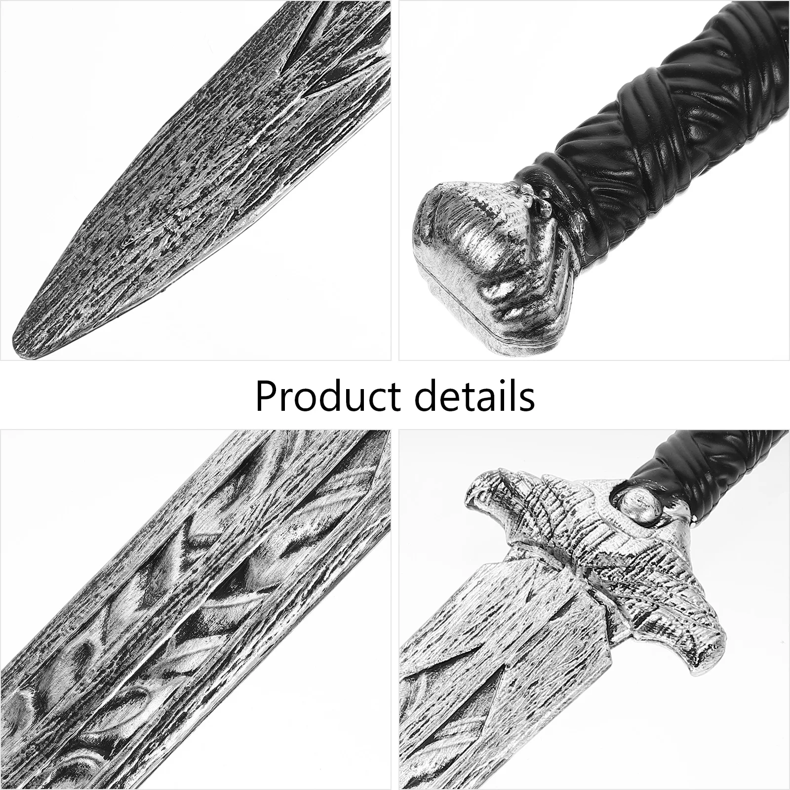 

Simulated Samurai Prop Wear-Resistant For Cosplay Halloween Party Game Plaything Plastic Sword Pretend Play Accessory Silver Pp