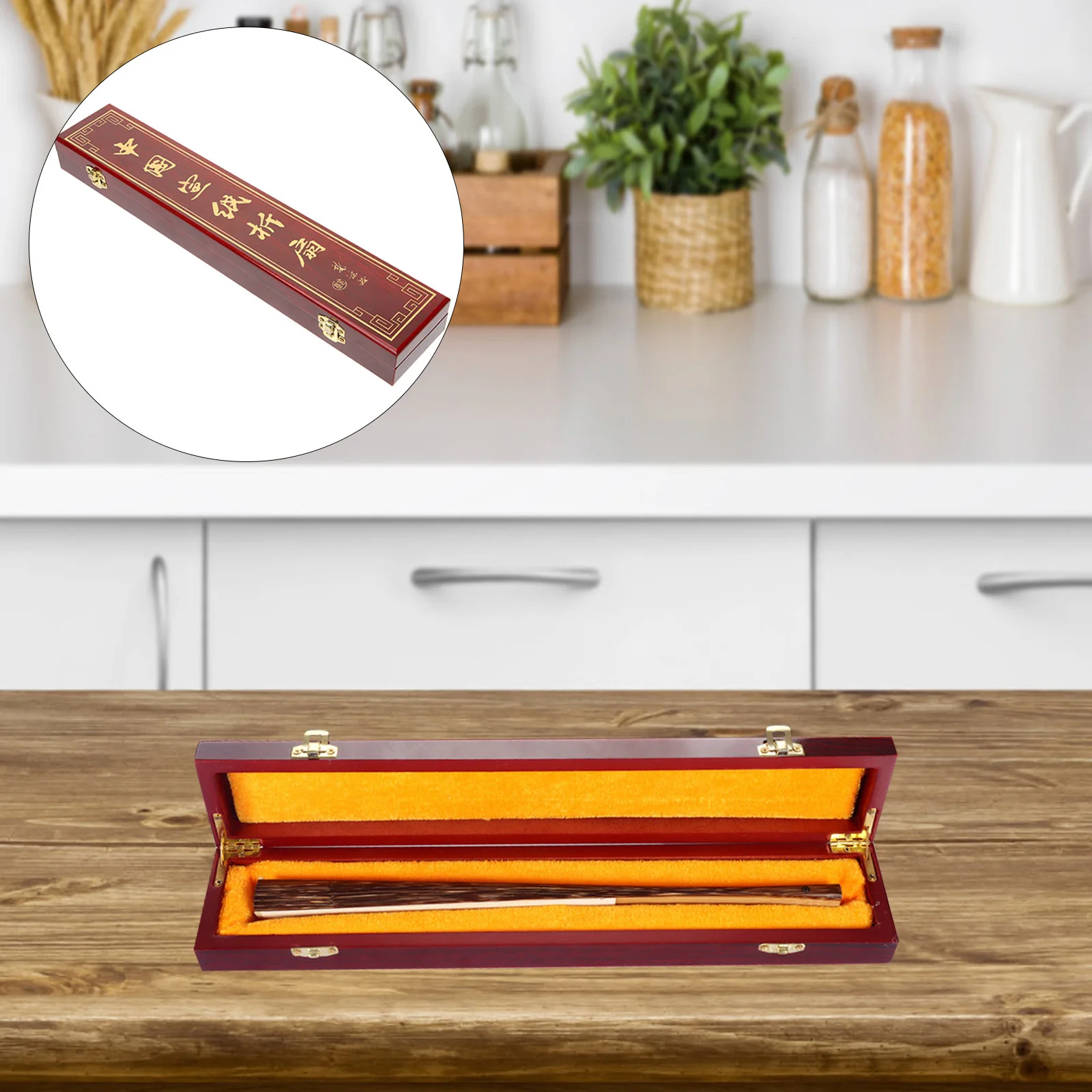

Wooden Folding Fan Storage Box Chinese Style Classic Design Multipurpose Organizer Brush Pen Holder Unique Gift Display Case