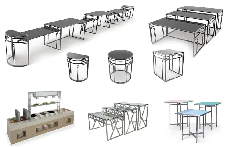 Stainless Steel Food Catering Stand Buffet For Food Display Restaurant Wedding Cake Stand Buffet Riser Display  Dessert Stand