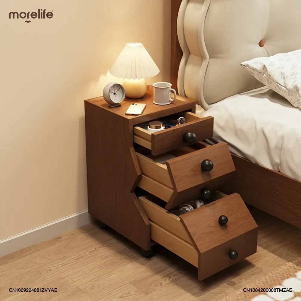 Solid Wood Bedside Table Household Bedroom Bedside Narrow Crevice Cabinet Children Small Narrow Storage Cabinets Nightstand K01