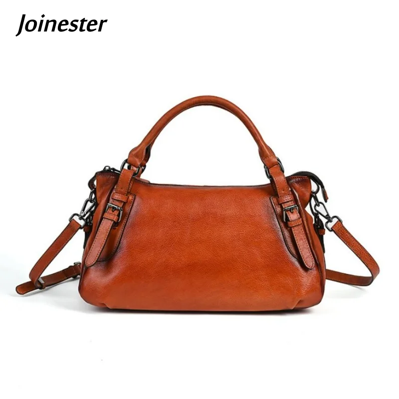 

Full Grain Cowhide Versatile Handbag Lady Retro Style Pillow Shaped Leisure Shoulder Bag Genuine Leather Crossbody Bags