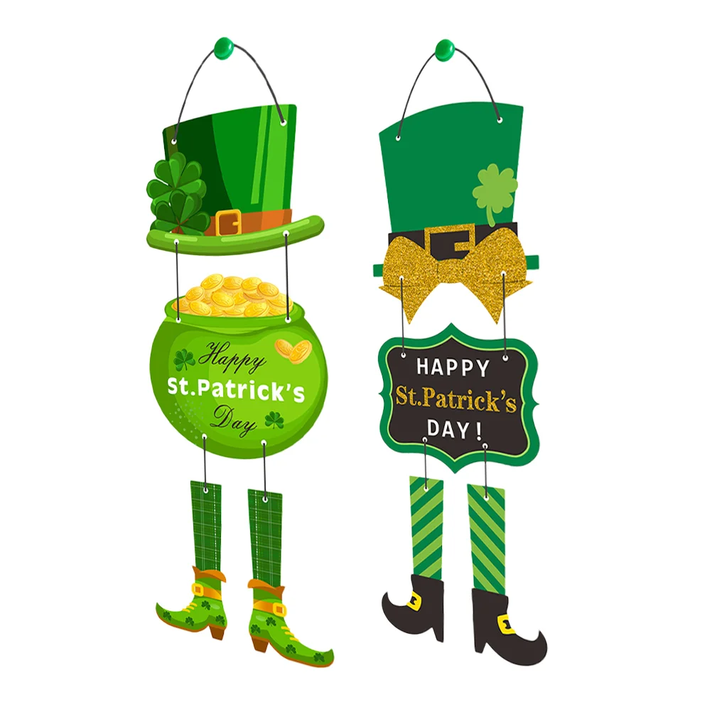 

2 Pcs Decorative Hang Tag Saint Patricks Day Decorations Shirt St Ornament Wall Hanging Paper