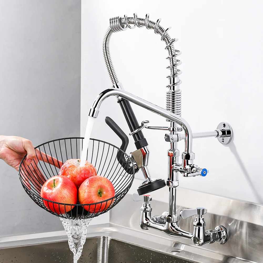 

Hot Sale Commercial Sink Faucet Modern Design Brass Pull-Out Pre-Washing Spray Unit Deck-Mounted Kitchen Faucet