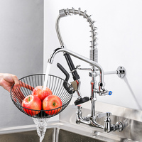 Hot Sale Commercial Sink Faucet Modern Design Brass Pull-Out Pre-Washing Spray Unit Deck-Mounted Kitchen Faucet