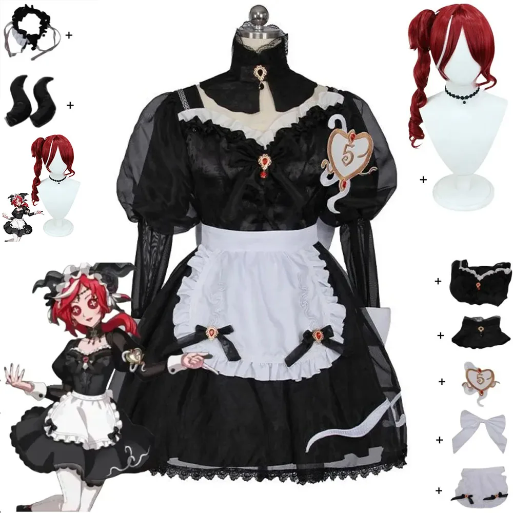 

Аниме игра Identity V Фиона Гилman жрица косплей костюм черные платья горничной парик женский милый Хэллоуин карнавальный костюм для вечеринки