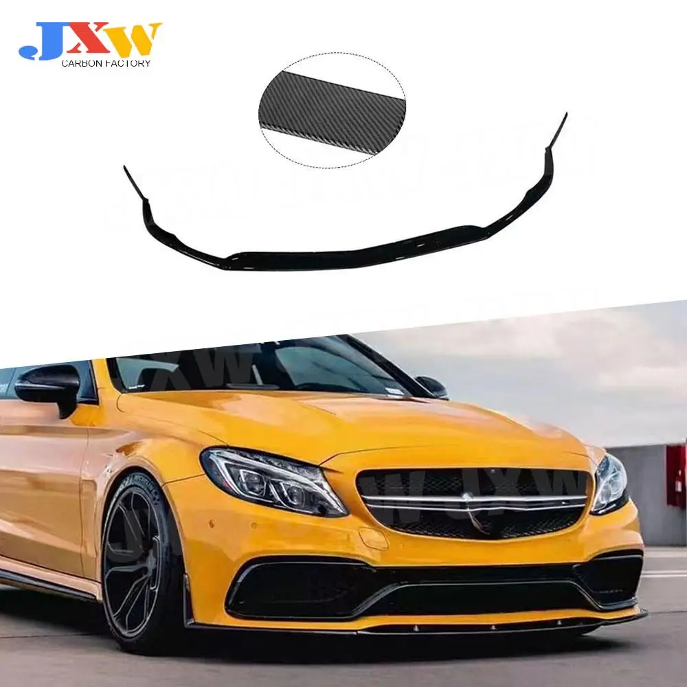 

ABS Carbon Look Front Bumper Lip Chin Spoiler Gloss Black Front Bumper Lip Body Kit For Benz C Class W205 C63 AMG 2014-2018