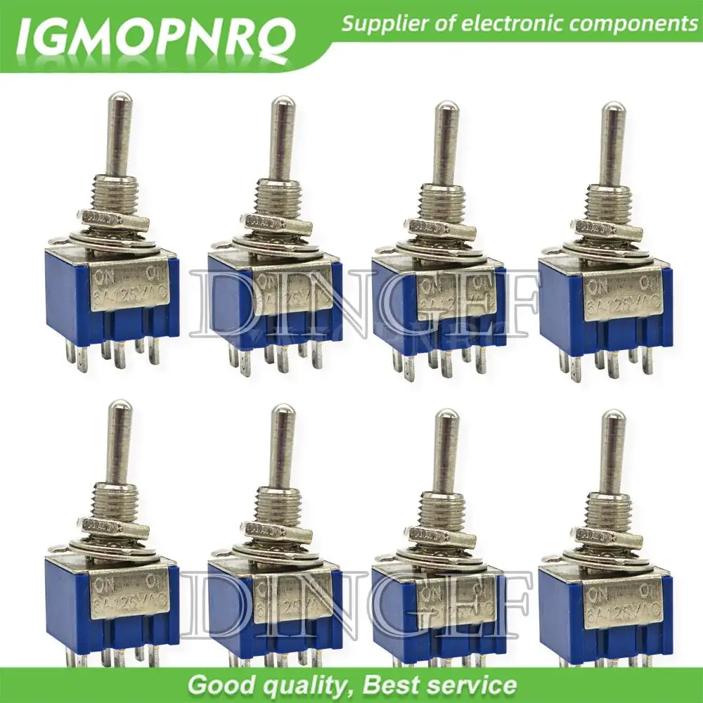 5PCS Blue Mini MTS-102 3-Pin SPDT ON-ON 6A 125VAC Miniature Toggle Switches MTS-103 MTS-202 MTS-203 6PIN ON-OFF-ON