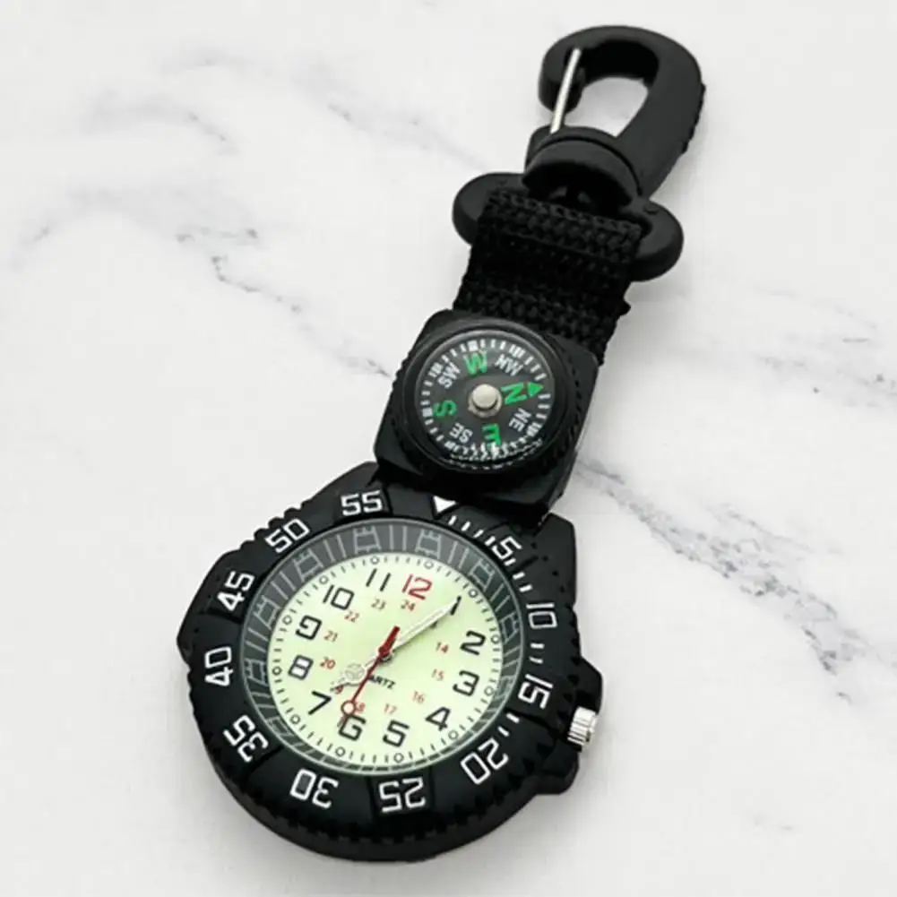 

Pocket Watch Gifts Clock Luminous Quartz Digital Display Round Dial Pocket Clock Carabiner Clip Sports Hiking Watch for Camping