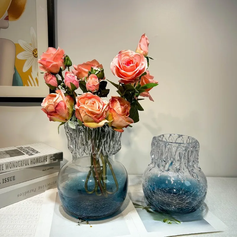 Handmade ice cracks, silk-wrapped glass vase ornaments, home sales department, high-end soft packaging