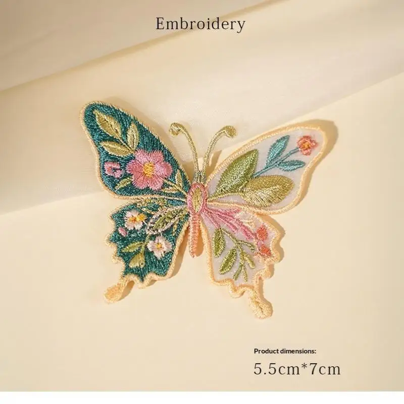 Vintage Blumen-Schmetterling-Stickerei Aufbügelbare Patches Niedliche Wärmeübertragungs-Applikation für DIY-Kleidung Jacken Dekoration Einfach Anzubringen – Detail 12