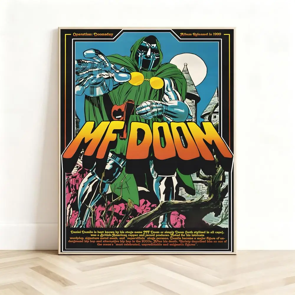 Underground Rapper M-MF DOOM Poster Classic Self-Adhesive PP Wall Sticker for Living Room Bar Decor Gift