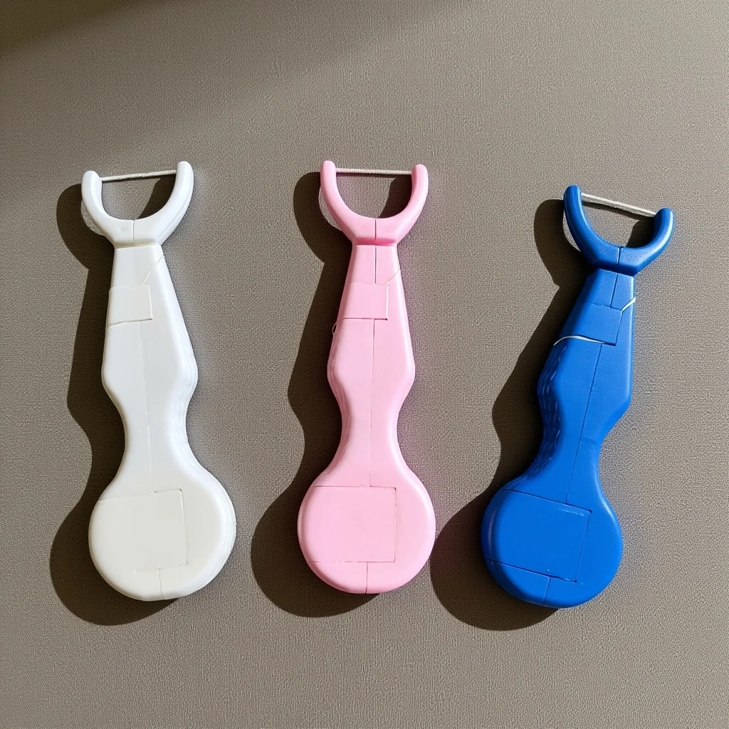 

Dental Floss Pick Blue Built-in Spool Flat Wire Wax Coated Easy Insert Between Teeth Daily Use Dental Flosser Reduces Gingivitis