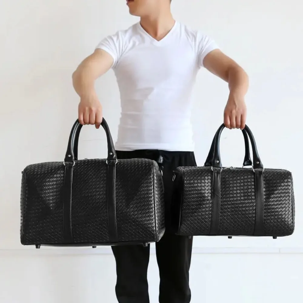 2024 Travel Bag Black Business Trip Bag New Woven Handheld Travel Bag Large Capacity Men's and Women's Shoulder Luggage Bag