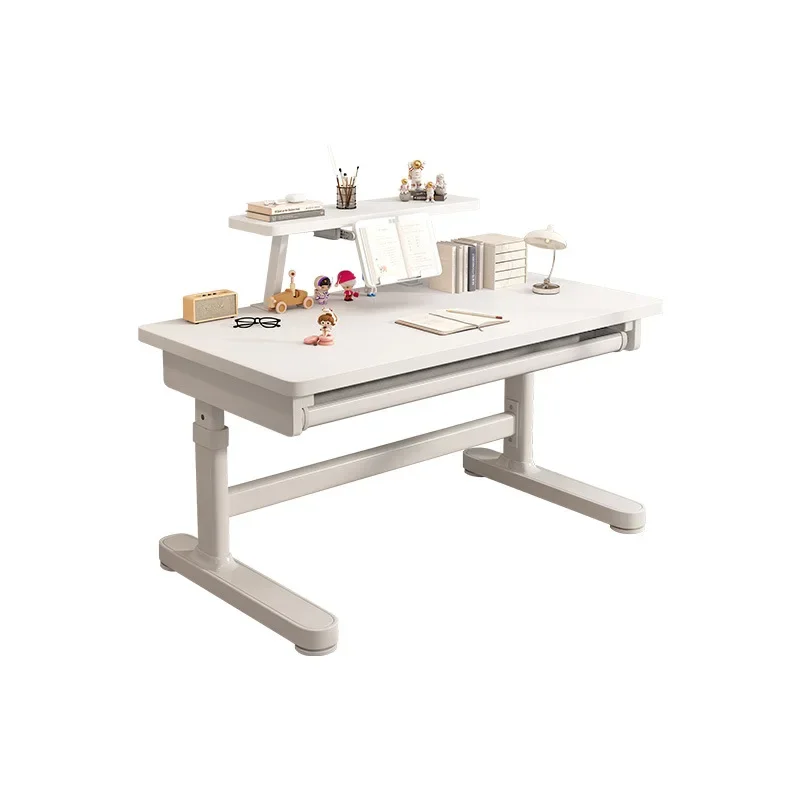 Children's study table with drawers Household hand-cranked lifting study computer table Solid wood