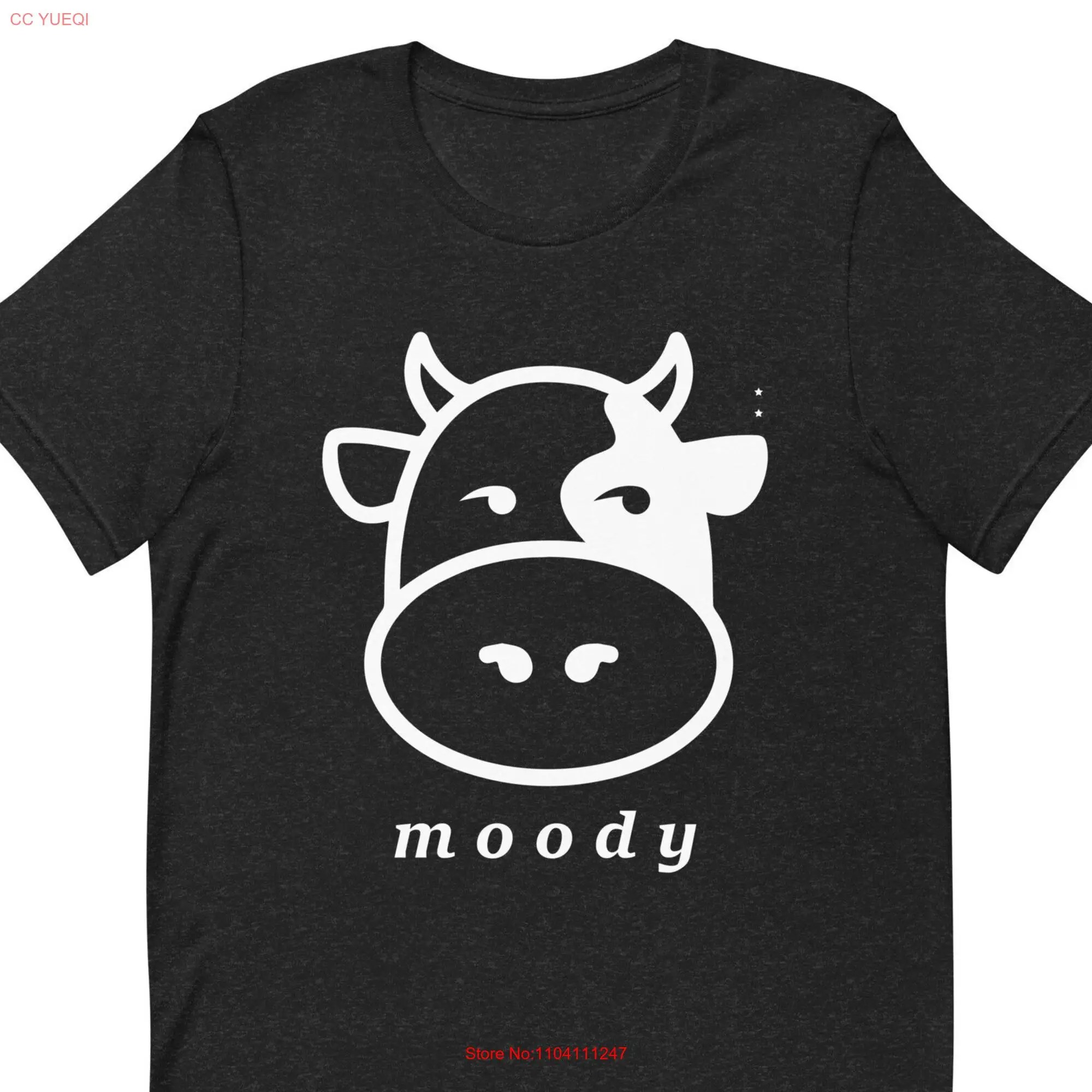 Moody Cow T Shirt Funny Saying Trendy PrinT Minimalist Silly Oversized Casual Relatable  long or short sleeves