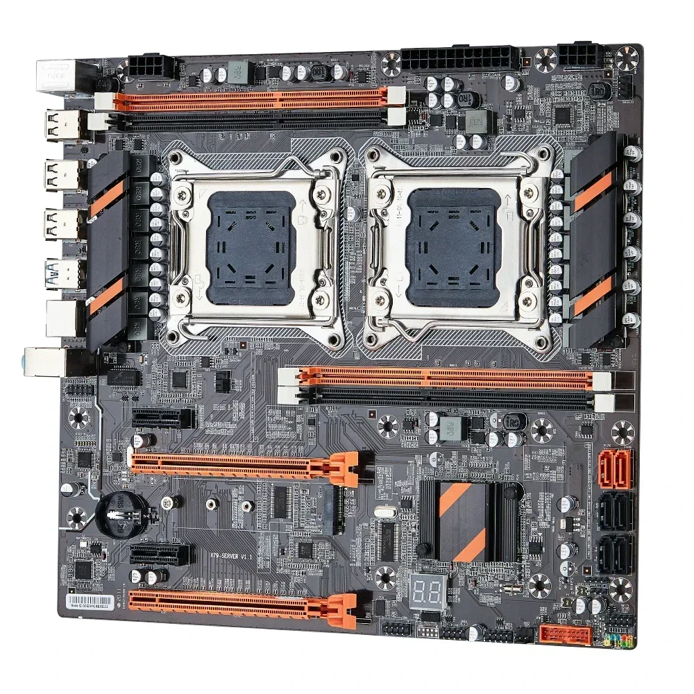 X79 Комплект двойной материнской платы Процессор LGA 2011 с 2 * E5 2660V2 4*16 ГБ = 64 ГБ 1600 МГц DDR3 Оперативная память Поддержка USB3.0 Sata3.0 PCI-E 3.0