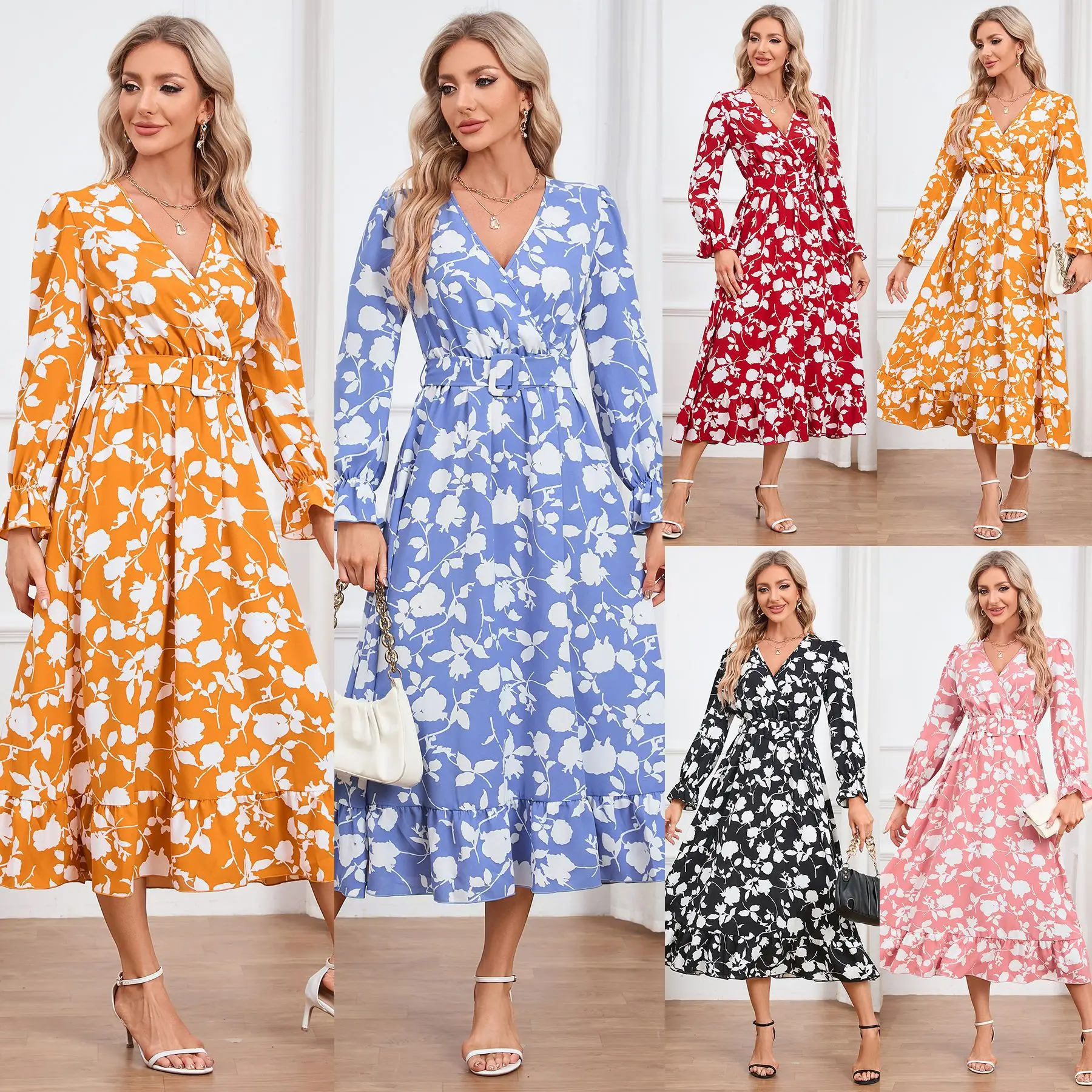 

Women's Floral Midi Dress, Female Clothing, Prom Traf, Cocktail, Dance Fall Outfits, Casual, Midi, Vintage Party