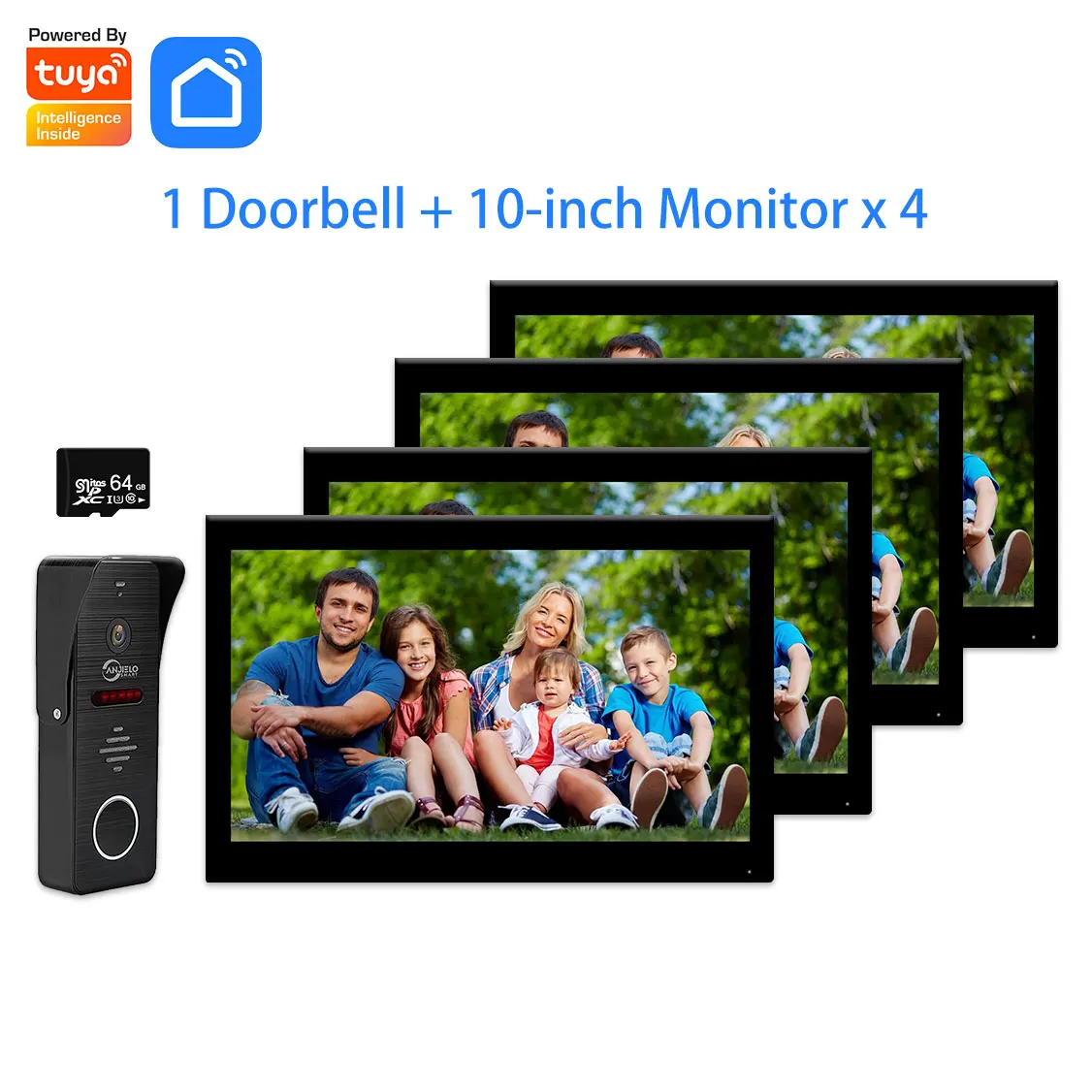 1080P Wifi 10 Inch Video Intercom System for Home Tuya Smart Video Doorbell Metal With 4 TouchScreen Monitor