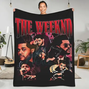 The Weeknd-Couvertures Rétro pour Pique-Nique, Plaids de Literie en Goutte, Super Doux, Salon, Couvre-Lit Personnalisé DIY, Cadeau d'Anniversaire