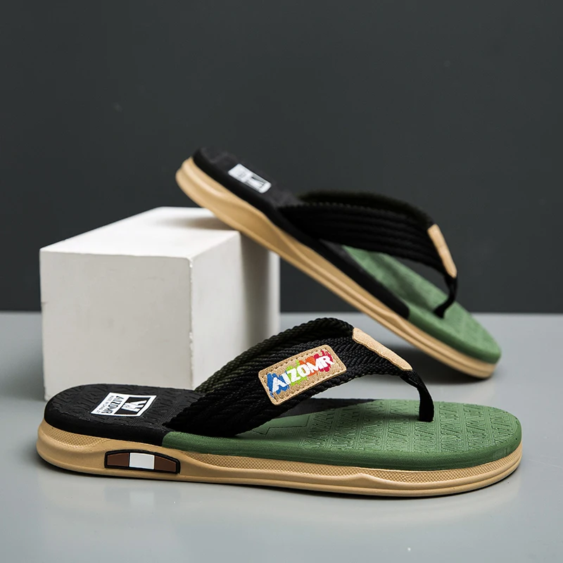 

Men's Summer 2026 New Outdoor Wear Resistant Casual Anti-slip Beach Sandals Flip Flops Slip-On Shoes PU Leather EVA Sole