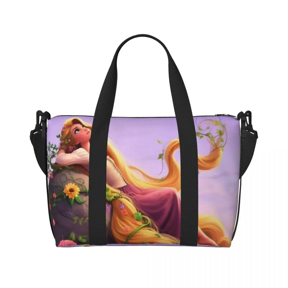 Custom Tangled Rapunzel Wallpaper Tote Bag Women Large Capacity Beach Gym Travel Bags