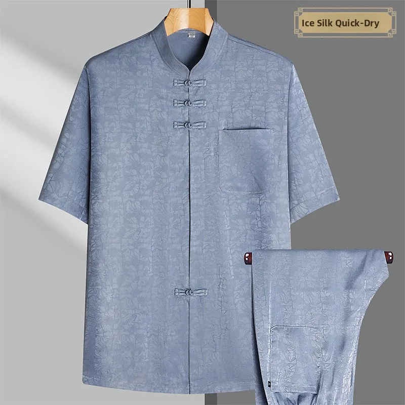 lightweight-short-sleeve-ice-silk-summer-suit-for-elderly-men-traditional-chinese-tang-costume-knitted-fabric-casual-wear
