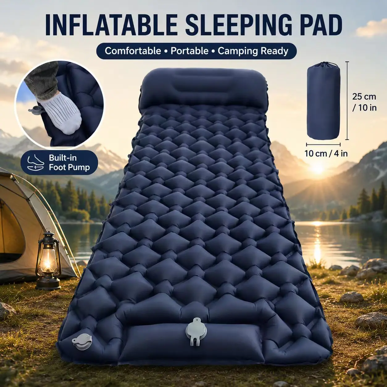 Durable Inflatable Bed Anti-Slip Comfort Air Cushion Mattress For Guest Rest