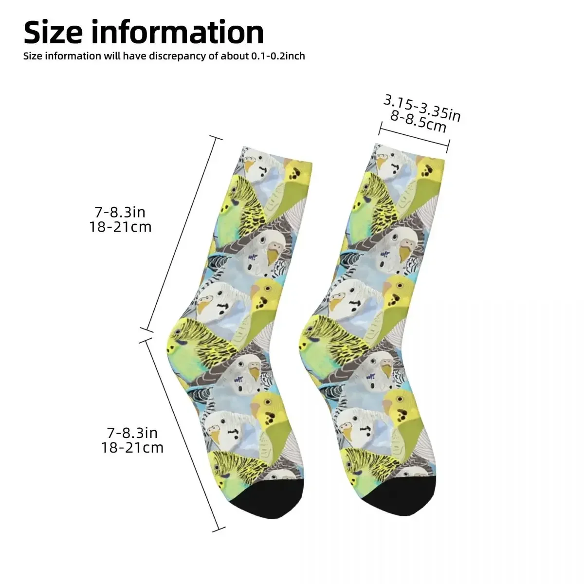 Calcetines Budgie Periquitos Harajuku Medias absorbentes del sudor Calcetines largos para todas las estaciones Accesorios para regalos unisex