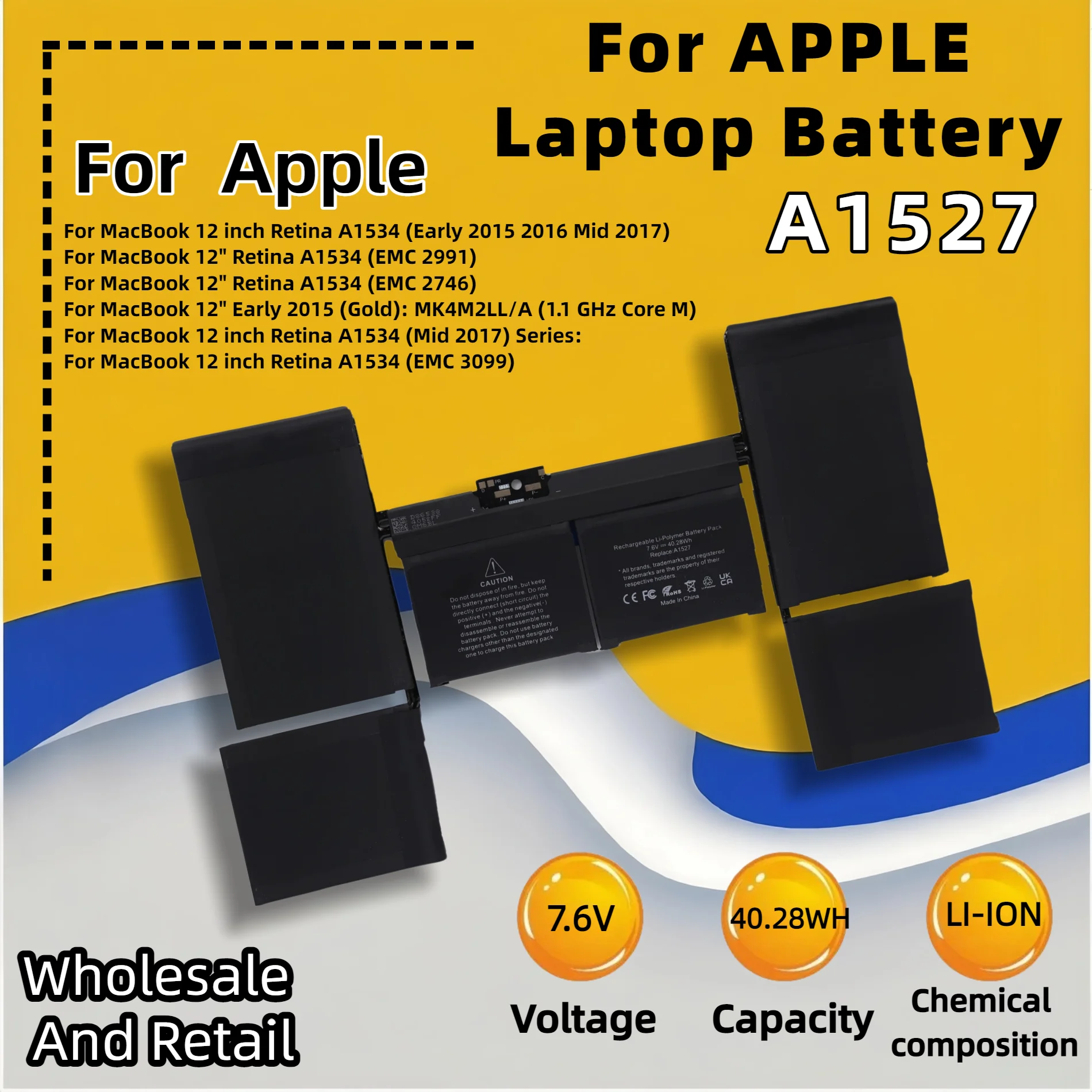 FRLESUI 40.28WH A1527 A1705 for APP LE Laptop Battery Macbook Pro 12' A1534 2015 2016 2017 Year MF855 MJY32CH/A MK4M2