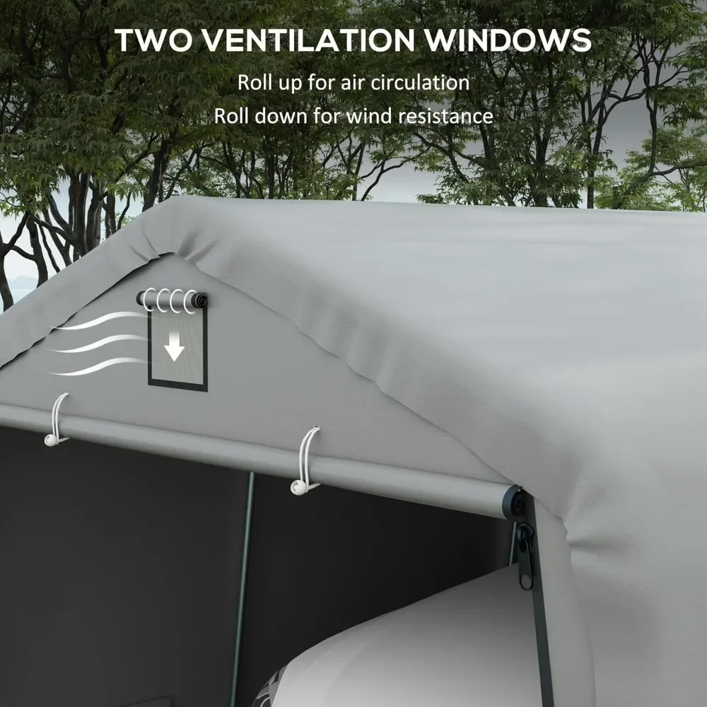 12' X 20' Carport with 2 Ventilation Windows and Large Door for Car, Truck, Boat, Garden Tools, Heavy Duty Portable Garage