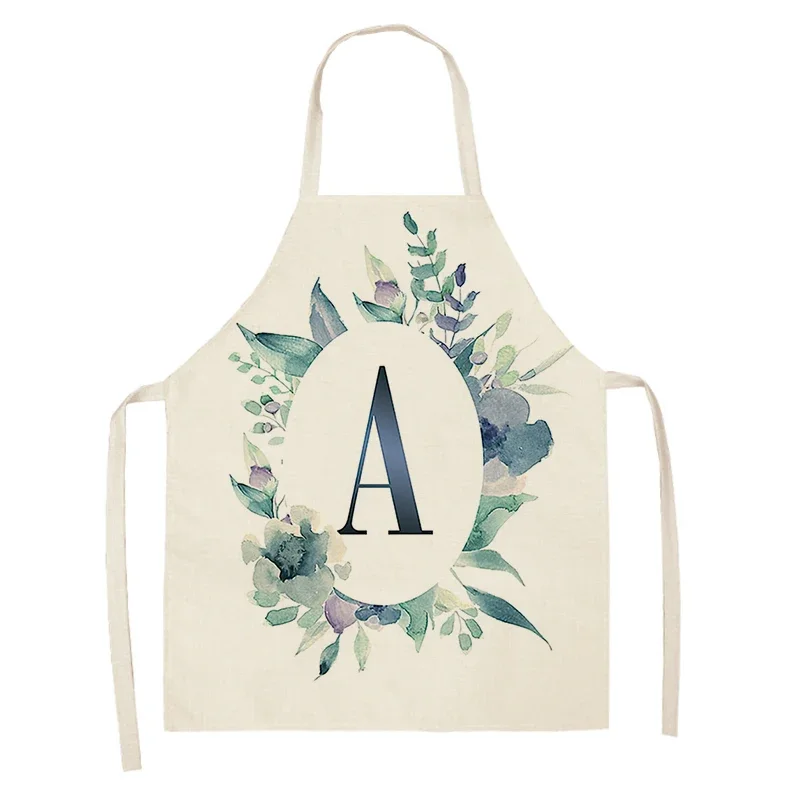 Home wreath Letter Pattern Apron Women Men child Linen Stain Resistant Apron Cooking Household Cleaning Tool Kitchen Utensils