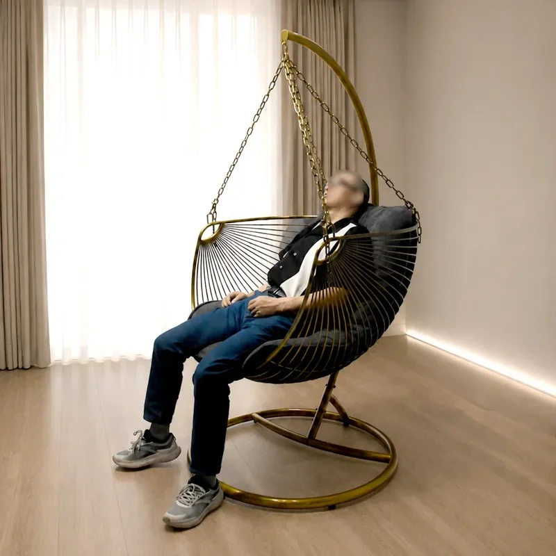 2026 New Hanging Chair Outdoor Swing Balcony Indoor Hanging Basket Stainless Steel Light Luxury Garden Cradle Chair