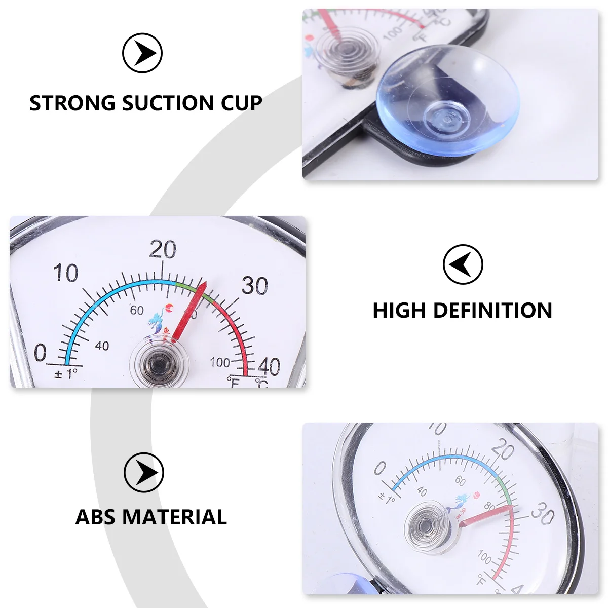 

4pcs Water Thermometer ABS High Definition Fish Tank Aquarium Dial Temperature Gauge Strip Small Size Long Lasting Suction Cup