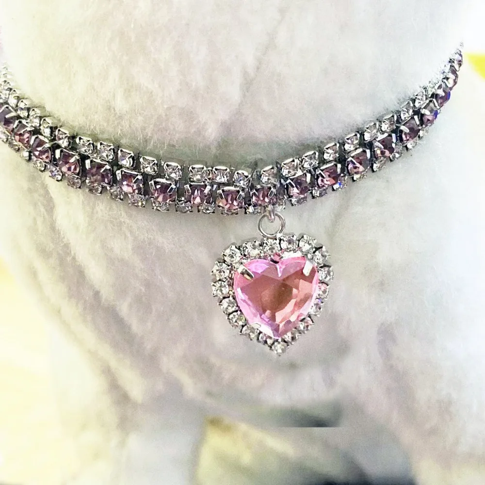 Kitten Diamante Kraag Ketting voor Kat Strass Leuke Bling Puppy Doggy Kristallen Hanger Diamanten Kraag Huisdier Accessoires Kraag