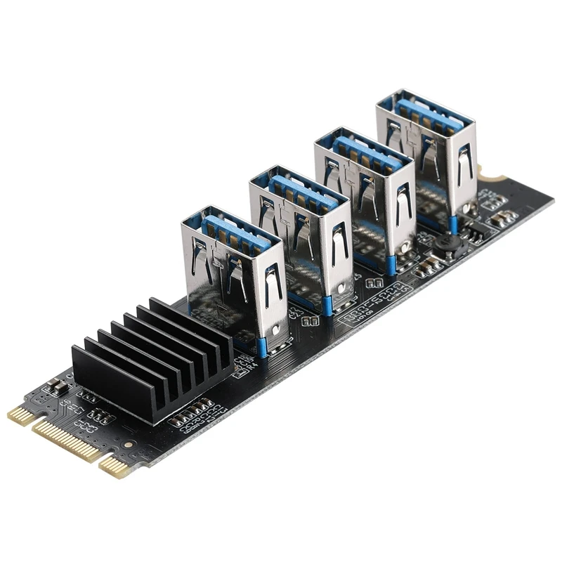 

Переходник M.2 Nvme на 4 USB PCIE Riser, карта конвертера M2 M-Key на PCIE 1X USB 3.0 с радиатором для майнинга биткойнов